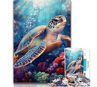 Rompecabezas de 1000 Piezas para Adolescentes, Tortugas de fantasía, un Juego desafiante para Disfrutar en Familia con Piezas aleatorias Que encajan Perfectamente (38x26cm)