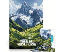 Rompecabezas de 1000 Piezas para Adolescentes Tour del Mont Blanc, Paisaje artístico, Ajuste preciso, Juego, Desarrollo Mental, diversión, Ocio, Tiempo Libre, Navidad, Arte para el hogar (50x75cm)