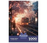 Rompecabezas De 1000 Piezas para Adolescentes Train and Cherry Blossom Rompecabezas para Adultos Juego De Ingenio Regalo De Cumpleaños para Cumpleaños, Navidad 52x38cm/1000pcs