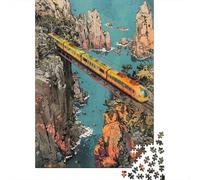 Rompecabezas De 1000 Piezas para Adolescentes Train Journey Through Mountains Rompecabezas para Adultos Juego De Ingenio Decoración Ayuda A Ejercitar El Cerebro 52x38cm/1000pcs