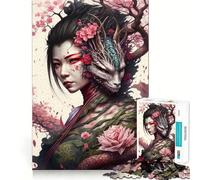 Rompecabezas de 1000 Piezas para Adolescentes Transformación de Geisha y Dragón Arte de Corte preciso Juego Divertido para concentrarse y Relajarse Regalo Ideal para cumpleaños (50x75cm)