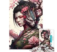 Rompecabezas de 1000 Piezas para Adolescentes Transformación de Geisha y Dragón Rompecabezas para Adolescentes Juegos Familiares Mejora la Memoria Juego desafiante Regalo Ideal (Tamaño 38x26cm)