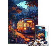 Rompecabezas de 1000 Piezas para Adolescentes Tranvía Nocturno en un Pueblo japonés Rompecabezas para Adultos Juegos Familiares Juego de Montaje desafiante Regalo (tamaño 50x75cm)