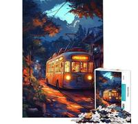Rompecabezas de 1000 Piezas para Adolescentes Tranvía Nocturno en un Pueblo japonés Rompecabezas para Adultos Juego Familiar Divertido y con Humor Regalo de cumpleaños (Tamaño 38x52cm)
