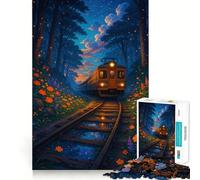 Rompecabezas de 1000 Piezas para Adolescentes Tren a través de un Bosque Floral Encantado Juego de Ajuste preciso Desarrolla la Mente y la Habilidad Diversión Tiempo Libre Navidad Arte para el hogar