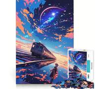 Rompecabezas de 1000 Piezas para Adolescentes Tren bajo un Cielo cósmico Arte de Corte preciso Juego cognitivo Regalo Ideal para Momentos de Juego tranquilos Decoración navideña Regalo (38x52cm)