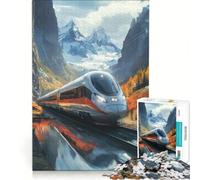 Rompecabezas de 1000 Piezas para Adolescentes Tren de Alta Velocidad a través de Las montañas Juegos educativos Actividades Divertidas para Hacer en casa colección de Artistas Bellas Artes 38x52cm