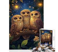 Rompecabezas de 1000 Piezas para Adolescentes Tres búhos en la Noche Juguete antiestrés Regalo de cumpleaños Juego Educativo Cada Pieza es única tamaño 38x52cm