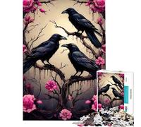 Rompecabezas de 1000 Piezas para Adolescentes Tres Cuervos en un rosal Rompecabezas para Adultos Juegos Familiares Mejora la Memoria cumpleaños y Ocasiones Especiales (50x75cm)