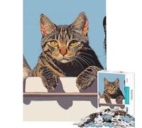 Rompecabezas de 1000 Piezas para Adolescentes Tres Gatos en una Cerca Juguetes educativos Juegos relajantes Actividades Familiares Regalos para Mujeres y Hombres (tamaño 38x26cm)