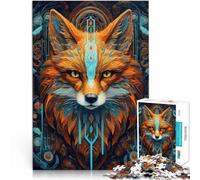 Rompecabezas de 1000 Piezas para Adolescentes Tribu Neón Zorro para el Juguete de desafío de Juego Educativo Obra de Arte 38x26cm