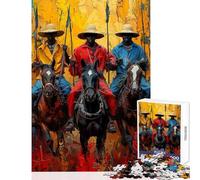 Rompecabezas de 1000 Piezas para Adolescentes Tribus africanas a Caballo Juego Educativo Desafío difícil Juguete Educativo Juego desafiante Regalos (50x75cm)