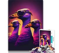 Rompecabezas de 1000 Piezas para Adolescentes trío de Noches de neón Rompecabezas para Adultos antiestrés desafío difícil decoración única para el hogar y Regalos 38x26cm