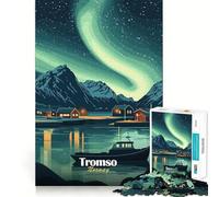 Rompecabezas de 1000 Piezas para Adolescentes Tromsø, Noruega Aurora Boreal Ajuste Juego Habilidad Mental Diversión Ocio Tiempo de diversión Navidad Arte para el hogar (38x52cm)