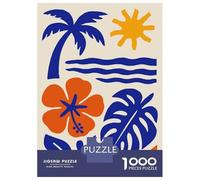 Rompecabezas De 1000 Piezas para Adolescentes Tropical Beach Illustration with Palm Tree Rompecabezas para Adultos Juegos De Relajación Desafío Difícil Regalo De Cumpleaños, Regalos, 38x26cm/1000pcs