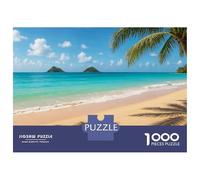 Rompecabezas De 1000 Piezas para Adolescentes Tropical Beach with Palm Tree Shadows Rompecabezas para Adultos Juego Práctico Desafío Difícil Difícil Y Desafiante 38x26cm/1000pcs