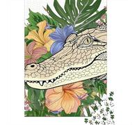 Rompecabezas De 1000 Piezas para Adolescentes Tropical Crocodile Art Print Rompecabezas para Adultos Juegos Divertidos Decoración Ayuda A Ejercitar El Cerebro 52x38cm/1000pcs