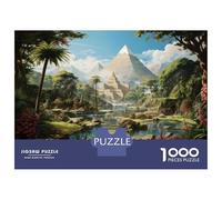 Rompecabezas De 1000 Piezas para Adolescentes Tropical Paradise with Pyramids Rompecabezas para Adultos Juegos De Relajación Ensamblaje De Patrones Diversión En Casa Actividades, 38x26cm/1000pcs