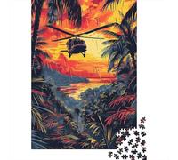 Rompecabezas De 1000 Piezas para Adolescentes Tropical Sunset Helicopter Rompecabezas para Adultos Juegos Familiares Mejora La Memoria Cumpleaños Y Navidad 70x50cm/1000pcs