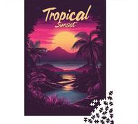 Rompecabezas De 1000 Piezas para Adolescentes Tropical Sunset Landscape Rompecabezas para Adultos Juguetes DIY para La Diversión Familiar para Cumpleaños, Navidad 70x50cm/1000pcs