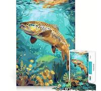 Rompecabezas de 1000 Piezas para Adolescentes Trucha marrón bajo el Agua,articulaciones Finas,Divertido Juego para ejercitar la Mente,Juego Acogedor,Regalo de cumpleaños (50x75cm)