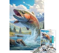 Rompecabezas de 1000 Piezas para Adolescentes Trucha Saltando Juego Interactivo Juguetes adictivos para Cultivar la Paciencia Regalos artísticos Aprendizaje Educativo tamaño 38x52cm