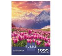Rompecabezas De 1000 Piezas para Adolescentes Tulip Paradise Mountain View Rompecabezas para Adultos Juegos De Relajación Ensamblaje De Patrones Diversión En Casa Actividades, 52x38cm/1000pcs