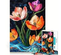 Rompecabezas de 1000 Piezas para Adolescentes Tulipanes Azules, Arte de Corte preciso, Juego Divertido para concentrarse, Tiempo de Juego Relajante, Regalo de cumpleaños (38x52cm)