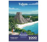 Rompecabezas De 1000 Piezas para Adolescentes Tulum Mexico Mayan Ruins Beach Rompecabezas Juegos Divertidos Carrera De Velocidad Manual Cumpleaños 38x26cm/1000pcs