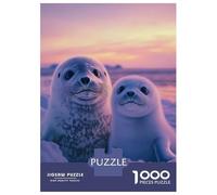 Rompecabezas De 1000 Piezas para Adolescentes Two Baby Seals at Sunset Rompecabezas para Adolescentes Juego Práctico Desafío Difícil Oferta como Regalo para Toda La Familia 52x38cm/1000pcs