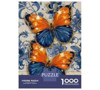 Rompecabezas De 1000 Piezas para Adolescentes Two Butterflies on Floral Tile Background Rompecabezas para Adolescentes Juegos Relajantes Decoración Juego Desafiante Regalos 70x50cm/1000pcs