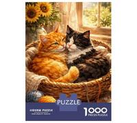 Rompecabezas De 1000 Piezas para Adolescentes Two Cats Cuddled in A Basket Rompecabezas para Adultos Juegos Relajantes Decoración De Pared 70x50cm/1000pcs