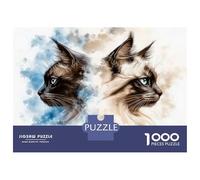 Rompecabezas De 1000 Piezas para Adolescentes Two Cats in Watercolor Rompecabezas para Adultos Juego Práctico Carrera De Velocidad De Manos Regalos Y Cumpleaños Únicos 52x38cm/1000pcs
