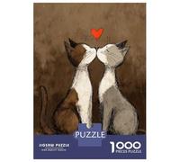 Rompecabezas De 1000 Piezas para Adolescentes Two Cats Kissing with A Heart Rompecabezas para Adultos Juego Práctico Difícil Regalos De Cumpleaños Y Únicos 52x38cm/1000pcs