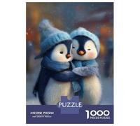 Rompecabezas De 1000 Piezas para Adolescentes Two Cute Penguins Hugging in Winter Rompecabezas para Adolescentes Juguetes Antiestrés Difícil Gran Regalo para Jugar 38x26cm/1000pcs