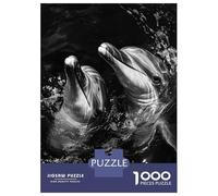 Rompecabezas De 1000 Piezas Para Adolescentes Two Dolphins in Water Black And White Photo Rompecabezas Para Adultos Juguetes Antiestrés Regalos De Desafío Difícil Para Amigos Y Familiares 70x50cm/1000