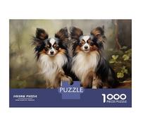 Rompecabezas De 1000 Piezas para Adolescentes Two Papillon Dogs Rompecabezas para Adultos Juegos Relajantes Vacaciones En Casa Matar El Tiempo 52x38cm/1000pcs