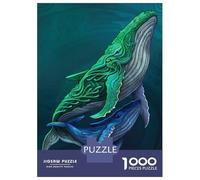 Rompecabezas De 1000 Piezas para Adolescentes Two Whales in Teal and Blue Rompecabezas para Adultos Juegos Relajantes Decoración del Hogar Juego Desafiante Regalos 38x26cm/1000pcs
