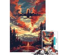 Rompecabezas de 1000 Piezas para Adolescentes Un avión en el Cielo Arte Vectorial Ayuda a ejercitar el Cerebro Juego Educativo y Divertido para Toda la Familia para Mayores de 14 años 50x75cm