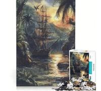 Rompecabezas de 1000 Piezas para Adolescentes: Un Barco Pirata navegando Juego Educativo, Ideal para Reducir el estrés Colección de Artistas Bellas Artes 38x52cm