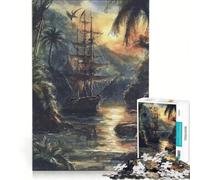 Rompecabezas de 1000 Piezas para Adolescentes: Un Barco Pirata navegando Juego práctico, Divertido y con Humor Regalo Ideal para Amigos y Familiares 38x26cm