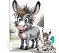 Rompecabezas de 1000 Piezas para Adolescentes: Un Burro Peludo y Feliz, Juego práctico, desafío difícil, cumpleaños 50x75cm