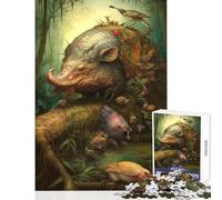 Rompecabezas de 1000 Piezas para Adolescentes un Cerdo Gigante Surrealista del Bosque Juguetes de Bricolaje Regalos para Mujeres y Hombres Juego práctico colección de Artistas Bellas Artes 38x26cm