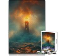 Rompecabezas de 1000 Piezas para Adolescentes, Un Faro y una tormenta, Rompecabezas Familiar, Juguete Decorativo, decoración de Pared, tamaño 38x26cm