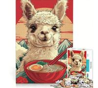 Rompecabezas de 1000 Piezas para Adolescentes: Un Lindo Llama y Ramen, decoración de Pared, Juguete para divertirse en Familia, para Fortalecer el Amor Entre Parejas 50x75cm