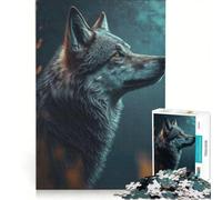 Rompecabezas de 1000 Piezas para Adolescentes Un Lobo mira a la Luna Juego Imposible Diversión para Hacer en casa cumpleaños y Navidad 50x75cm