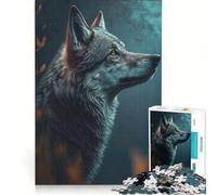Rompecabezas de 1000 Piezas para Adolescentes Un Lobo mira a la Luna Juegos educativos análisis y lógica Regalo de cumpleaños Regalos 38x52cm