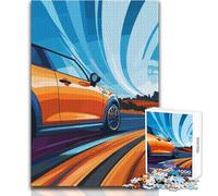 Rompecabezas de 1000 Piezas para Adolescentes, un Mini Cooper Naranja a Toda Velocidad Divertido Juego cognitivo de Aprendizaje reflexivo Tamaño 38x26cm