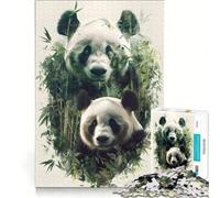 Rompecabezas de 1000 Piezas para Adolescentes: Un par de Pandas, Juguete Educativo, Ideal para la diversión Familiar, Decorar el Escritorio 38x52cm