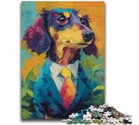 Rompecabezas de 1000 Piezas para Adolescentes: un Perro Salchicha con Traje, difícil de completar, Pero Divertido y Gracioso, con póster y Hoja de Trivia a Juego 50x75cm